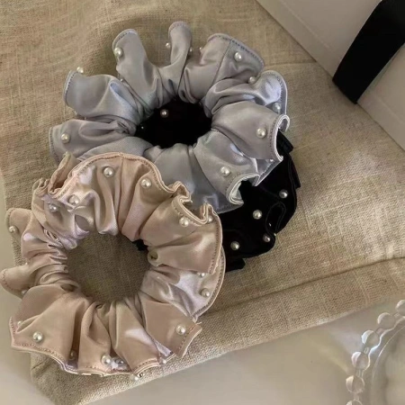Pearl mesh large intestine hair band for women, high-end hair accessory, hair tie, versatile, exquisite bun hairstyle, ponytail Pearl mesh large intestine hair band for women, high-end hair accessory, hair tie, versatile, exquisite bun hairstyle, ponytail